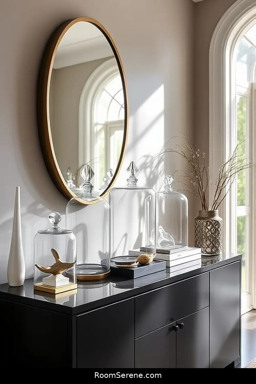 18 Stylish Ways for Entryway Organization Using Glass 16 Glass Cloche Displays for 18 Stylish Ways for Entryway Organization Using Glass