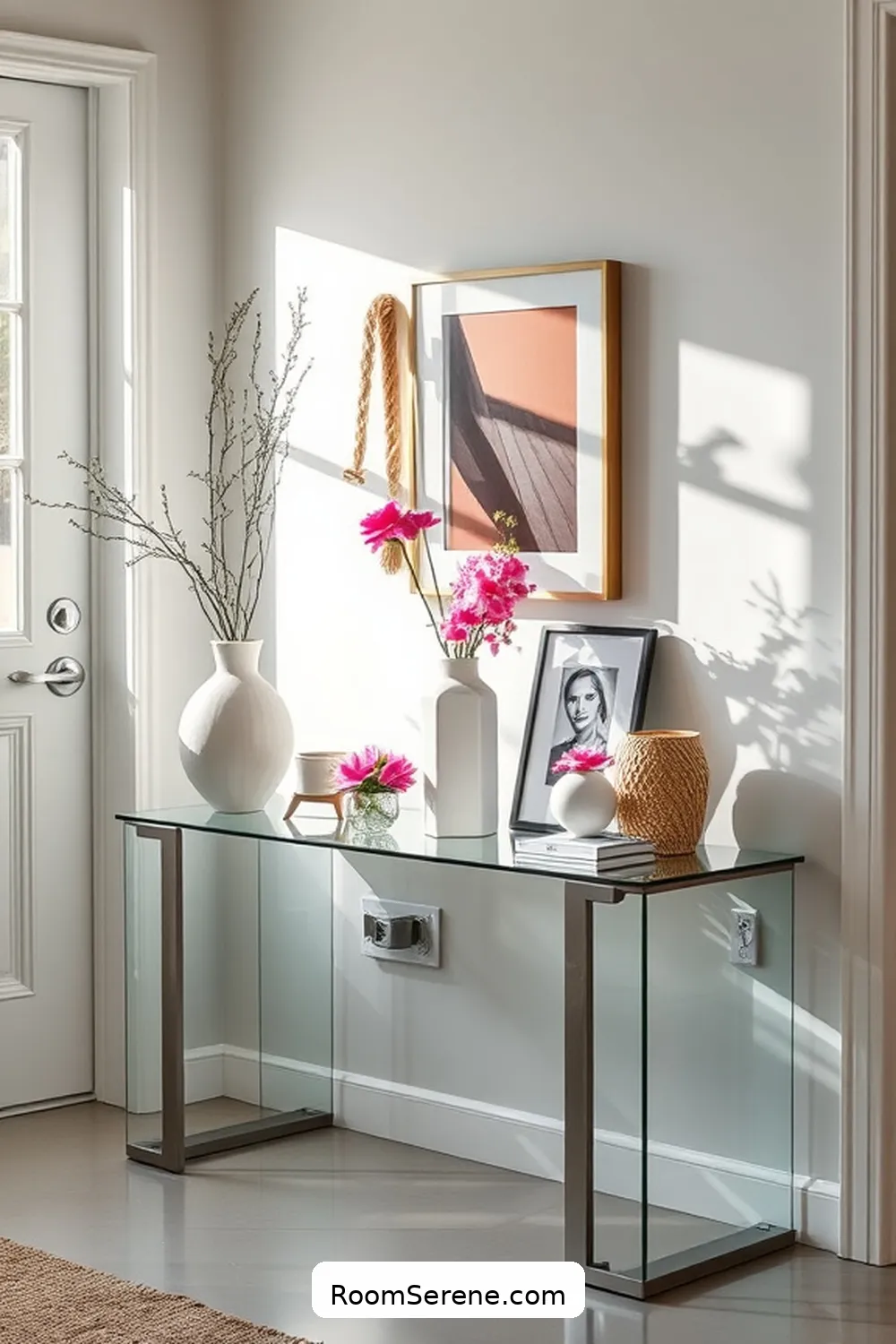 18 Stylish Ways for Entryway Organization Using Glass 5 Glass Entryway Table for 18 Stylish Ways for Entryway Organization Using Glass