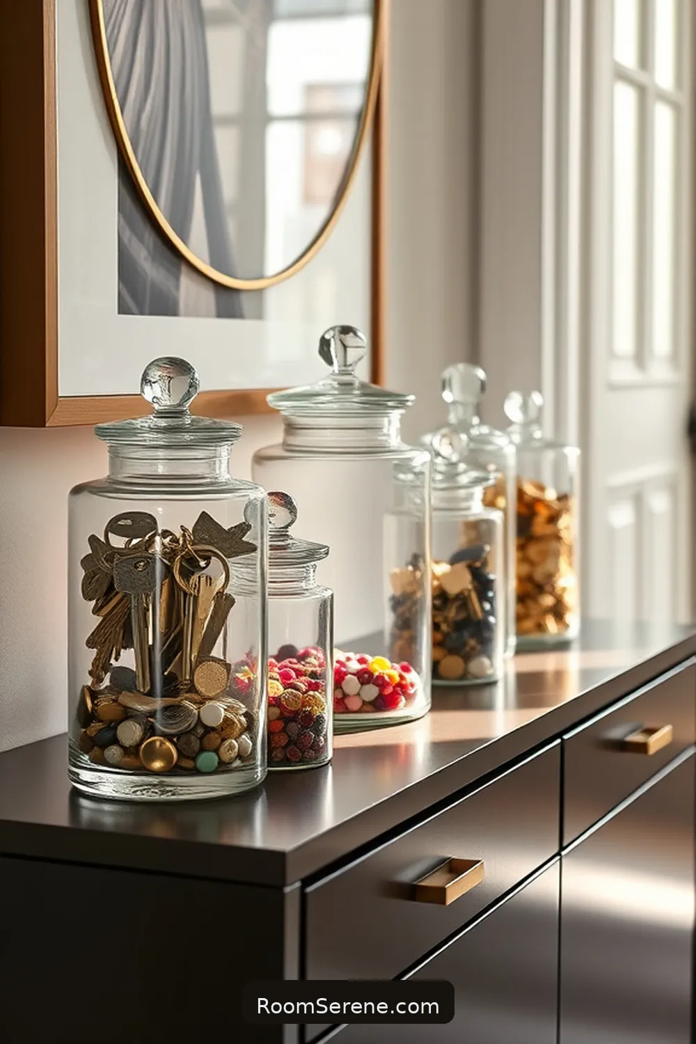 18 Stylish Ways for Entryway Organization Using Glass 11 Glass Jars for Small Items for 18 Stylish Ways for Entryway Organization Using Glass