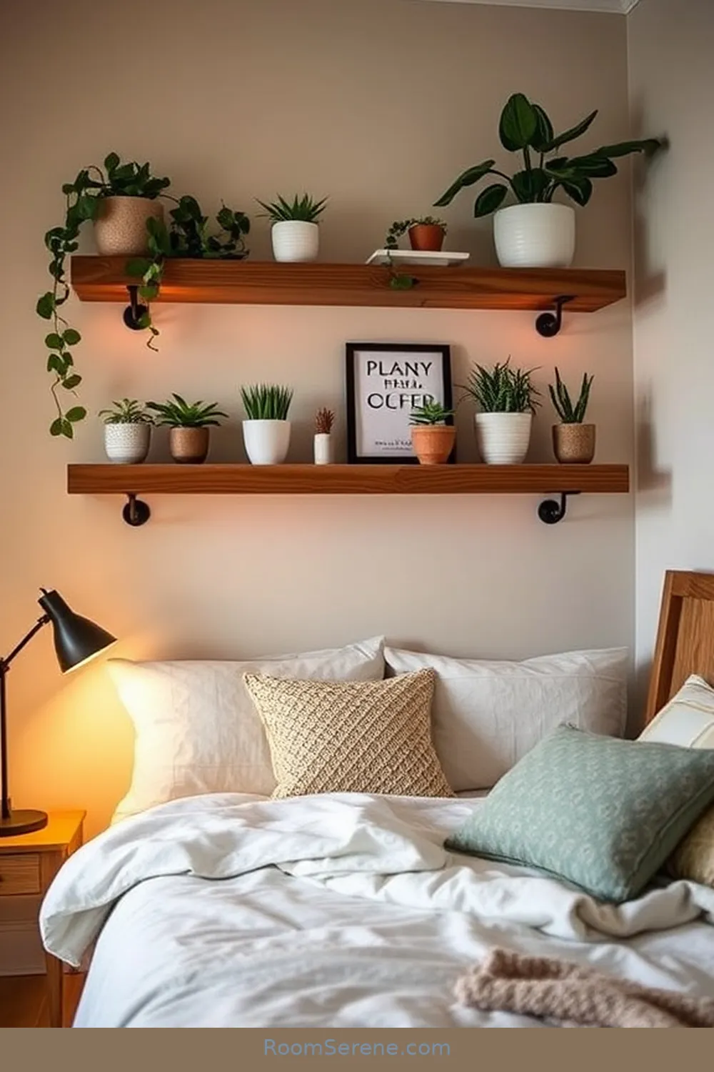 18 Ways to Create Comfort and Coziness in Your Bedroom Using Recycled Wood 6 Construct Floating Shelves for 18 Ways to Create Comfort and Coziness in Your Bedroom Using Recycled Wood