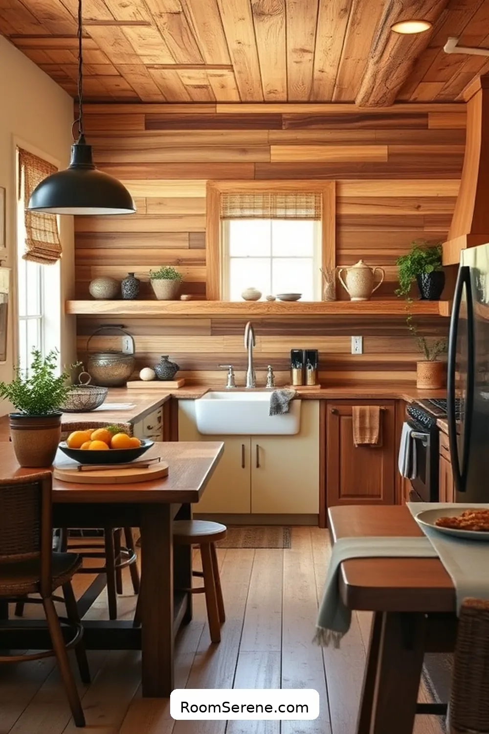 18 Ways to Create Comfort and Coziness in Your Kitchen Using Recycled Wood 13 Recycled Wood Wall Paneling for 18 Ways to Create Comfort and Coziness in Your Kitchen Using Recycled Wood