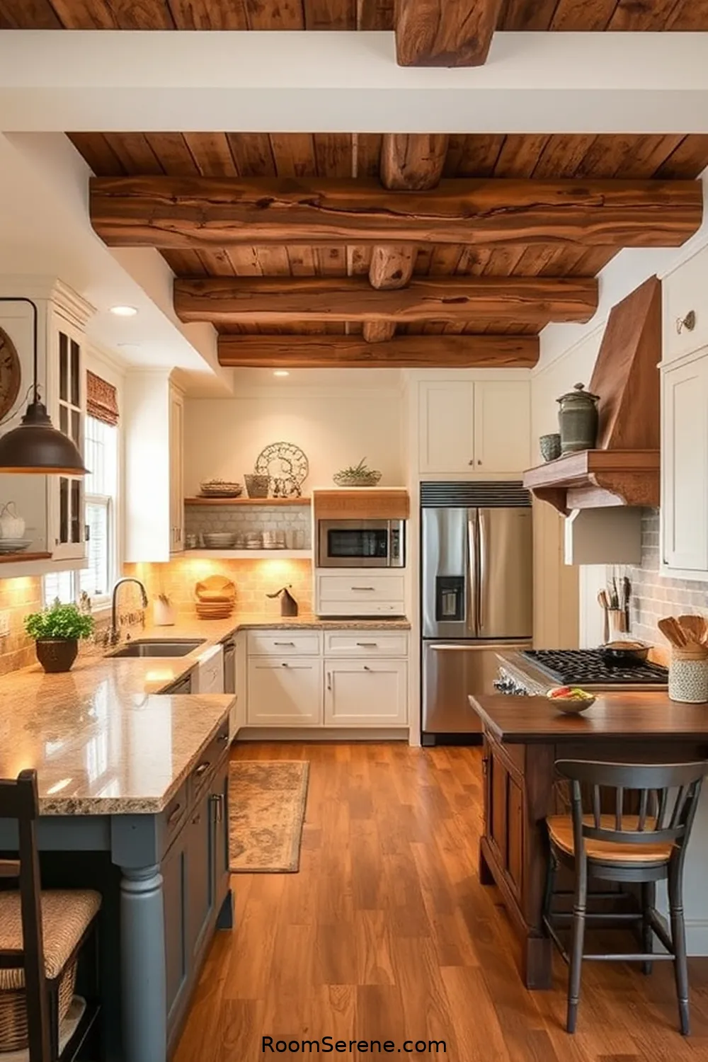18 Ways to Create Comfort and Coziness in Your Kitchen Using Recycled Wood 12 Rustic Beam Ceilings for 18 Ways to Create Comfort and Coziness in Your Kitchen Using Recycled Wood