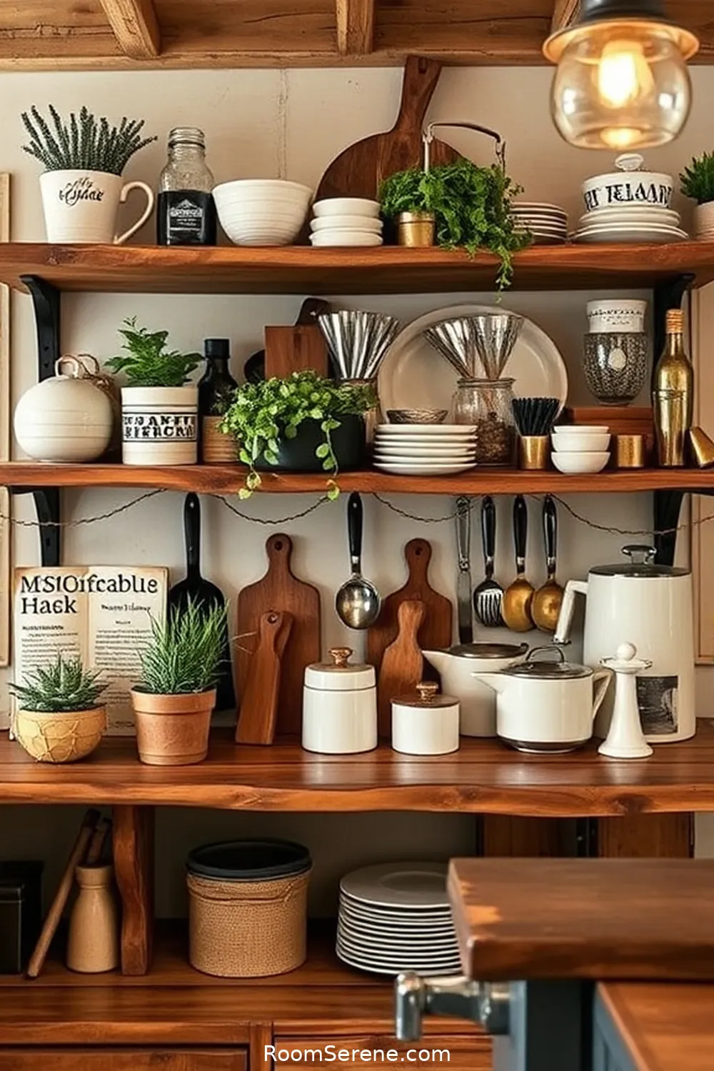 18 Ways to Create Comfort and Coziness in Your Kitchen Using Recycled Wood 3 Rustic Wood Shelving for 18 Ways to Create Comfort and Coziness in Your Kitchen Using Recycled Wood
