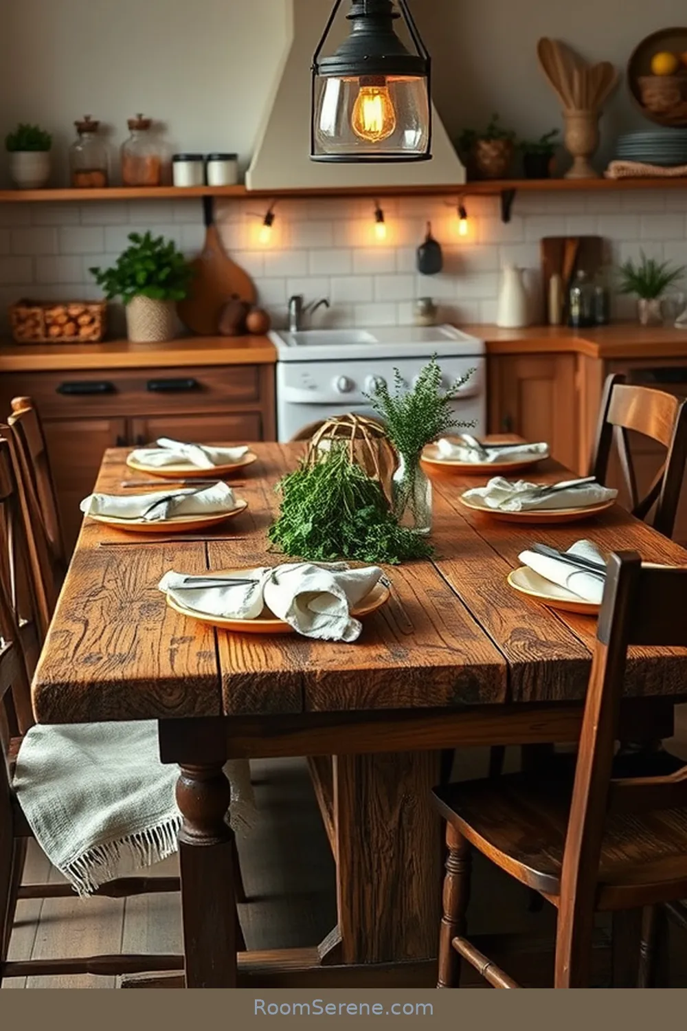 18 Ways to Create Comfort and Coziness in Your Kitchen Using Recycled Wood 7 Vintage Wood Dining Table for 18 Ways to Create Comfort and Coziness in Your Kitchen Using Recycled Wood