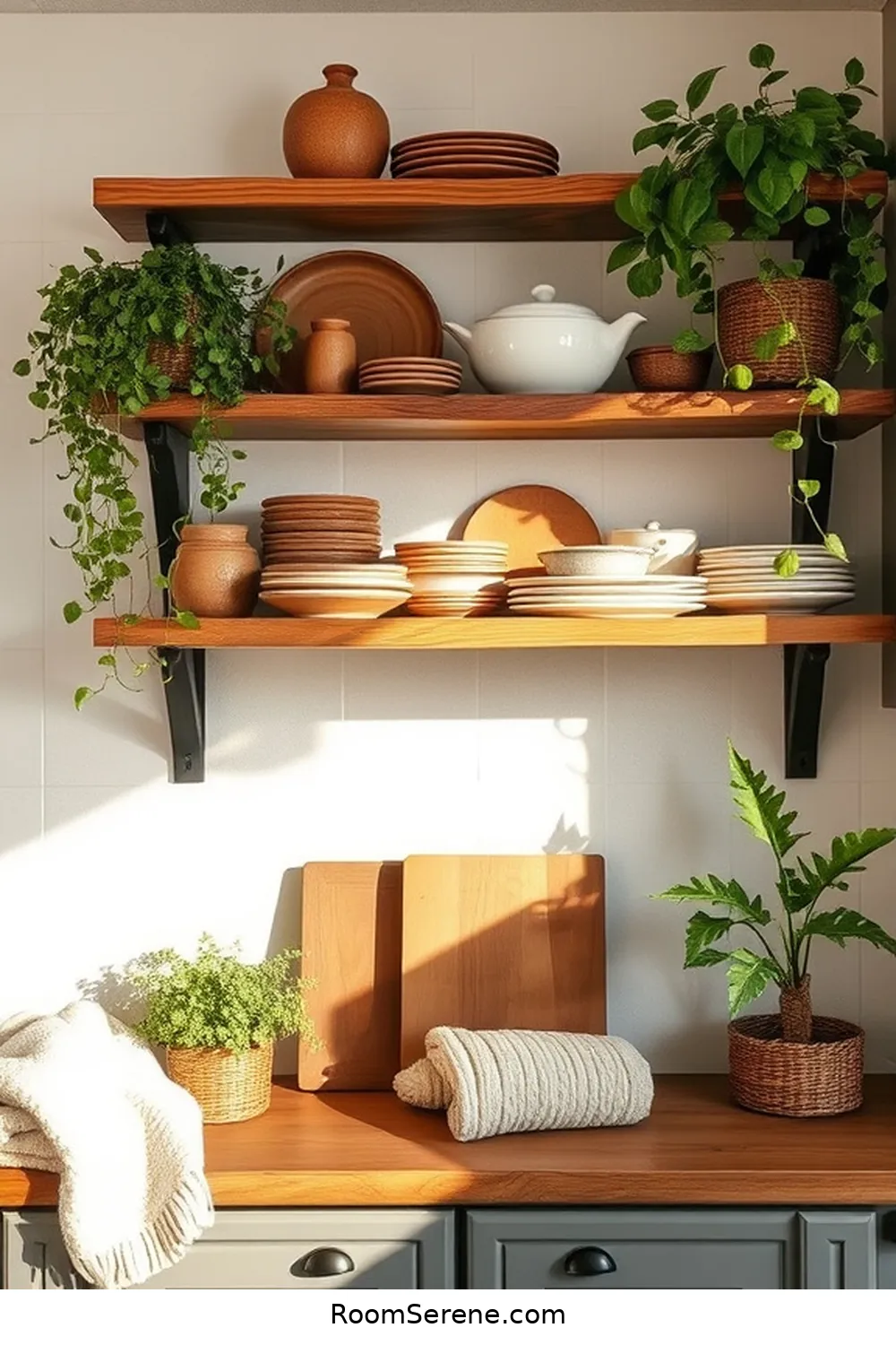 18 Ways to Create Comfort and Coziness in Your Kitchen Using Recycled Wood 10 Wooden Open Shelving for 18 Ways to Create Comfort and Coziness in Your Kitchen Using Recycled Wood