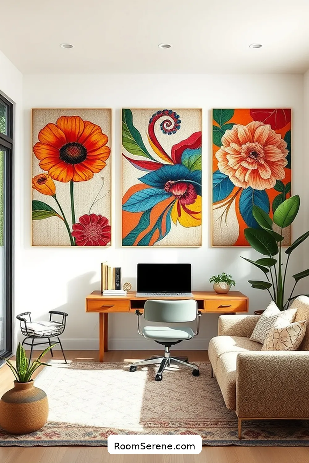 Use Organic Cotton Wall Art for Inspiration for 18 Ways to Design Multi-Use Home Office Spaces Using Organic Cotton