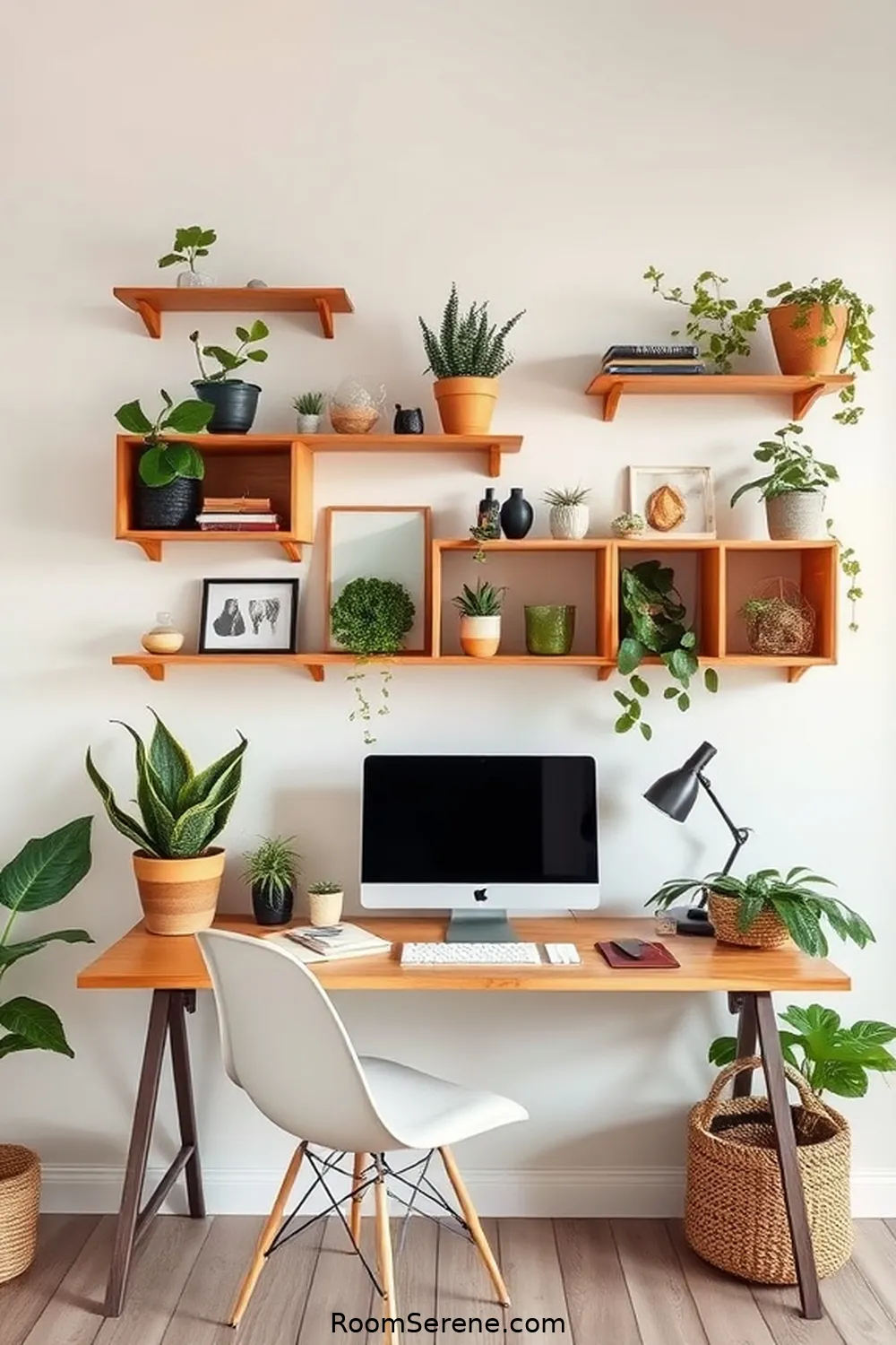 Utilize Wall-Mounted Organic Cotton Shelving for 18 Ways to Design Multi-Use Home Office Spaces Using Organic Cotton