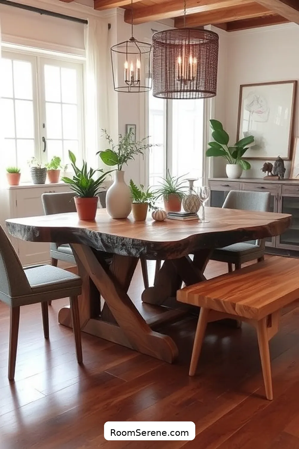 19 Creative Designs for Dining Room Workspaces Using Recycled Wood 12 Multi-Functional Live Edge Table for 19 Creative Designs for Dining Room Workspaces Using Recycled Wood