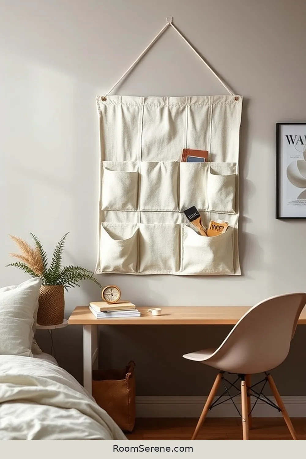 19 Inspiring Ways to Use Natural Fibers in Bedroom Workspace Design 16 Add a Cotton Canvas Wall Organizer for 19 Inspiring Ways to Use Natural Fibers in Bedroom Workspace Design