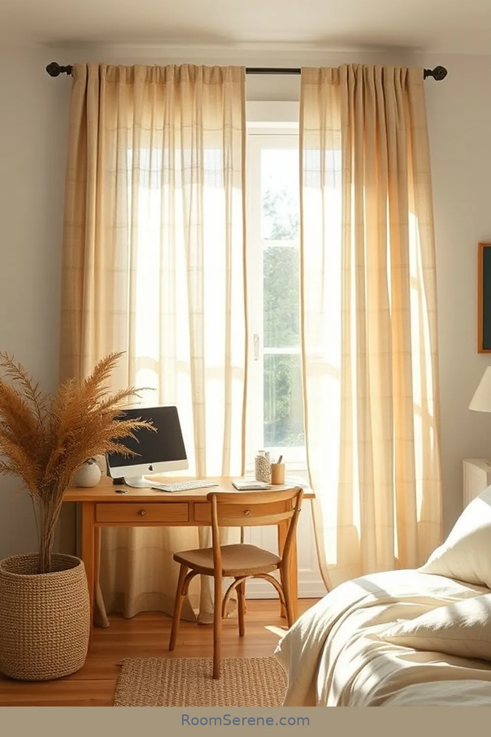 19 Inspiring Ways to Use Natural Fibers in Bedroom Workspace Design 6 Opt for Hemp Curtains for Sustainability for 19 Inspiring Ways to Use Natural Fibers in Bedroom Workspace Design