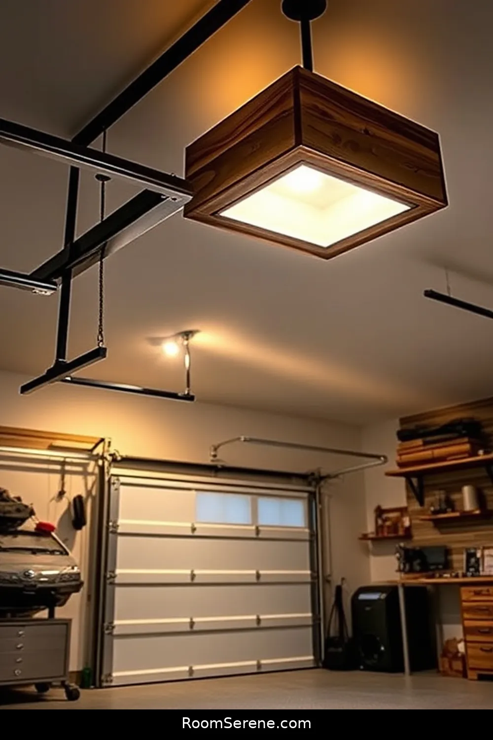 19 Smart Home Features for Your Garage Using Reclaimed Materials 2 Automated LED Lighting With Reclaimed Wood Fixtures for 19 Smart Home Features for Your Garage Using Reclaimed Materials