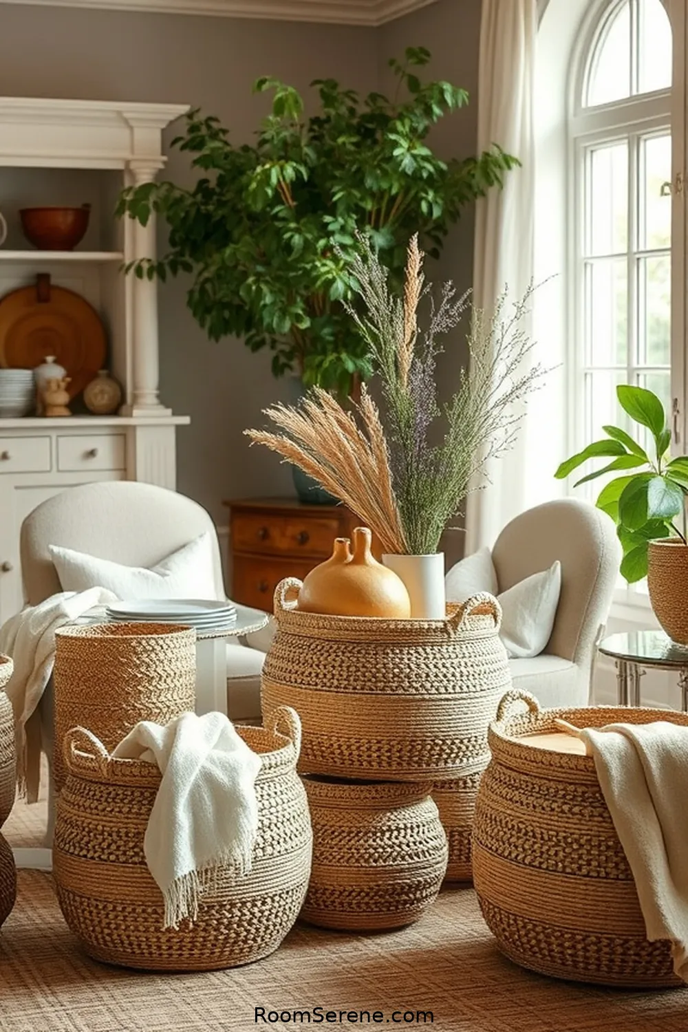 19 Ways to Achieve Comfort and Coziness in Your Dining Room Using Natural Fibers 18 Incorporating Hemp Storage Baskets for 19 Ways to Achieve Comfort and Coziness in Your Dining Room Using Natural Fibers
