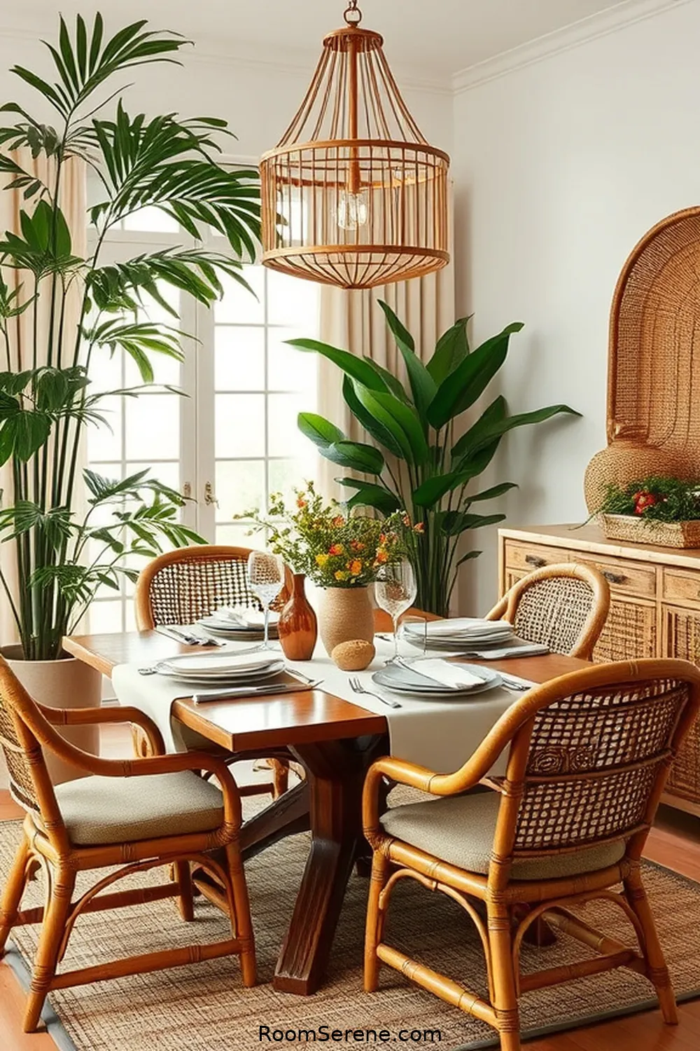 19 Ways to Achieve Comfort and Coziness in Your Dining Room Using Natural Fibers 12 Integrating Bamboo Elements for a Touch of Nature for 19 Ways to Achieve Comfort and Coziness in Your Dining Room Using Natural Fibers