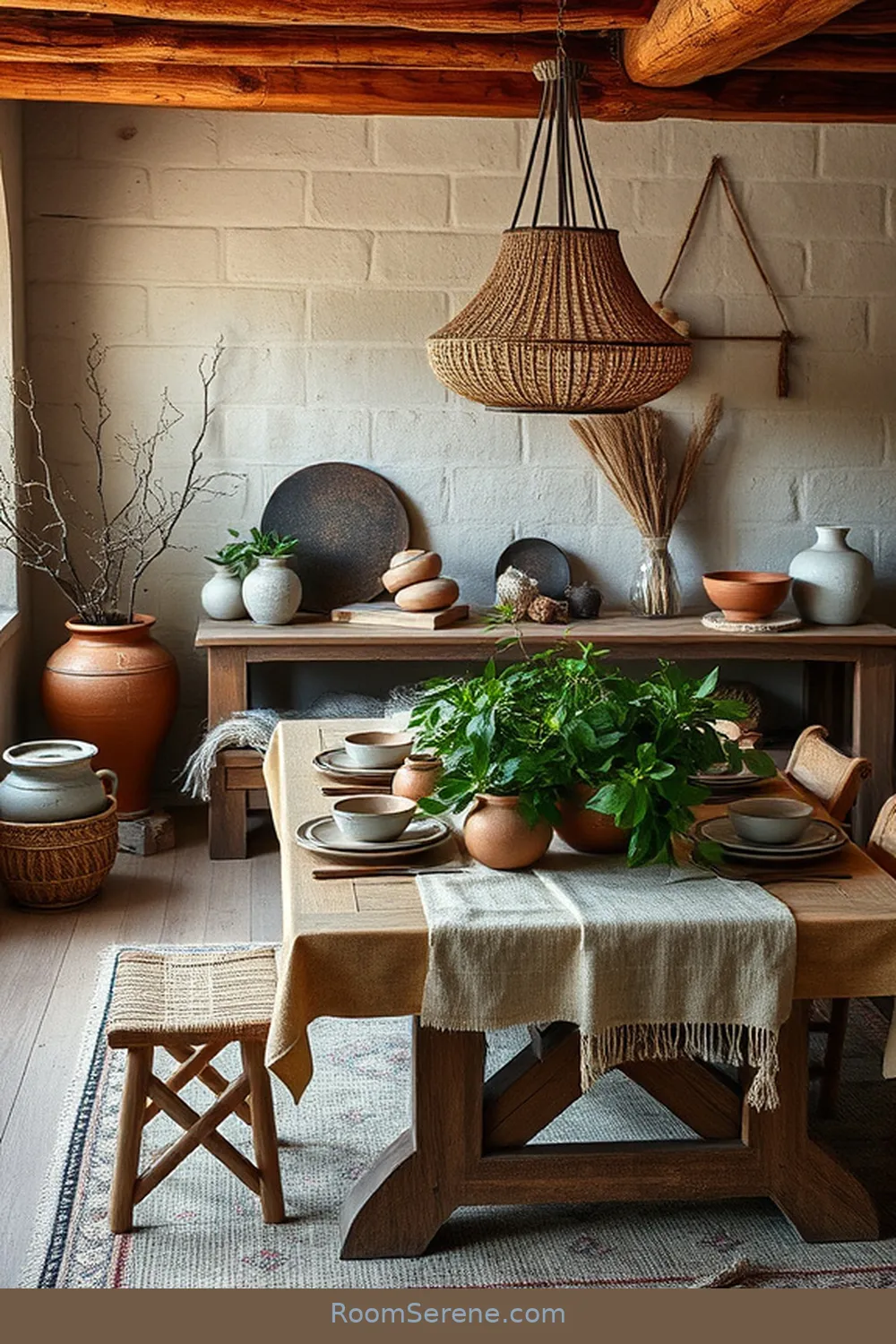 19 Ways to Achieve Comfort and Coziness in Your Dining Room Using Natural Fibers 11 Utilizing Handmade Pottery for a Rustic Look for 19 Ways to Achieve Comfort and Coziness in Your Dining Room Using Natural Fibers