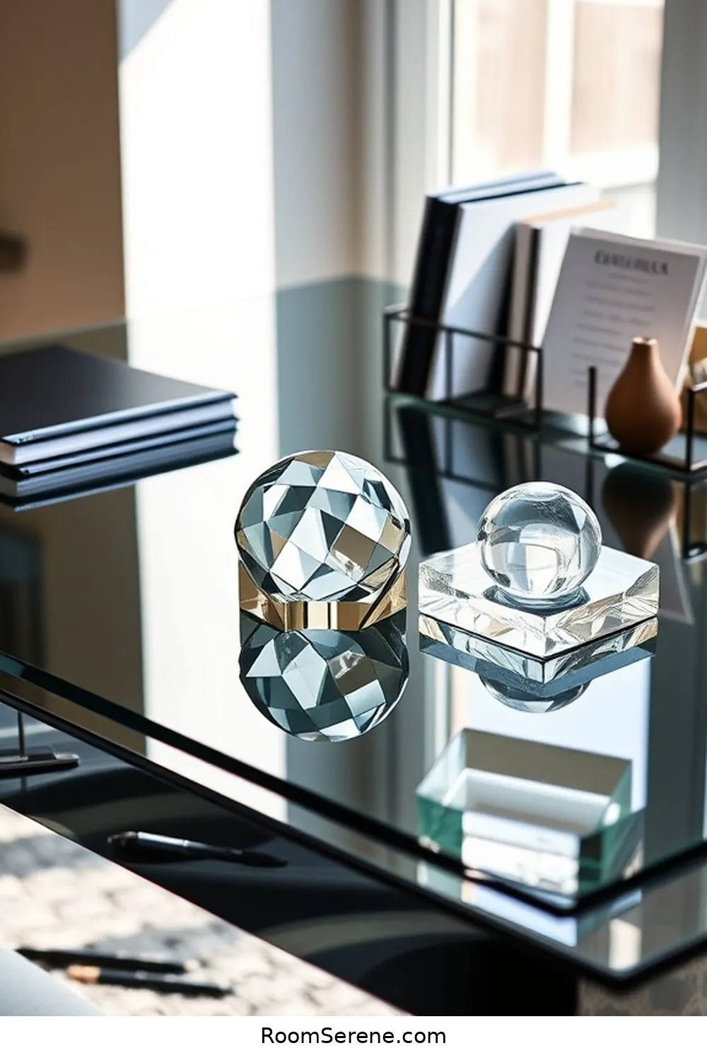 19 Ways to Achieve Comfort and Coziness in Your Home Office Using Glass 6 Glass Desk Accessories for a Polished Finish for 19 Ways to Achieve Comfort and Coziness in Your Home Office Using Glass