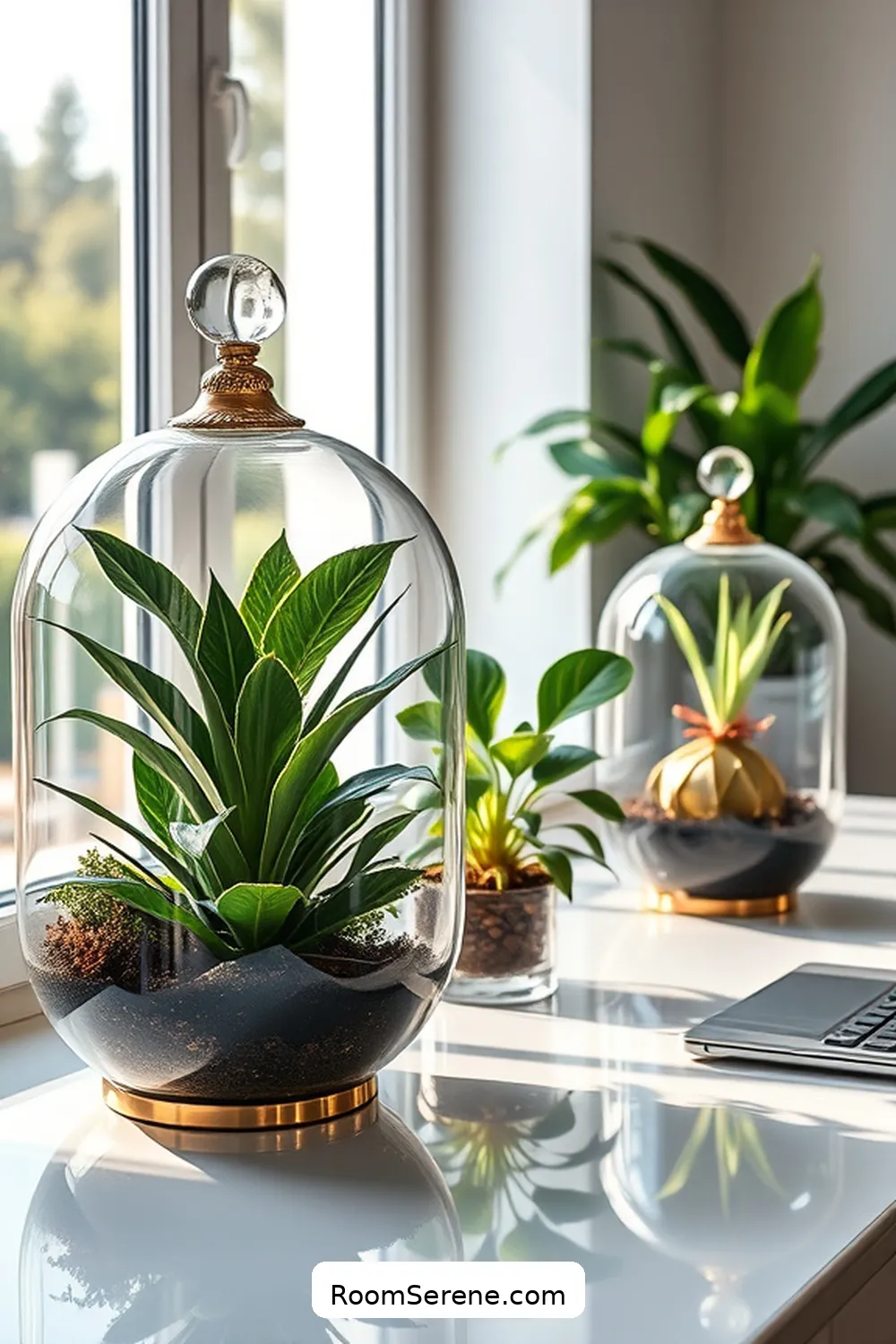 19 Ways to Achieve Comfort and Coziness in Your Home Office Using Glass 15 Incorporating Glass in Your Office Plants for 19 Ways to Achieve Comfort and Coziness in Your Home Office Using Glass