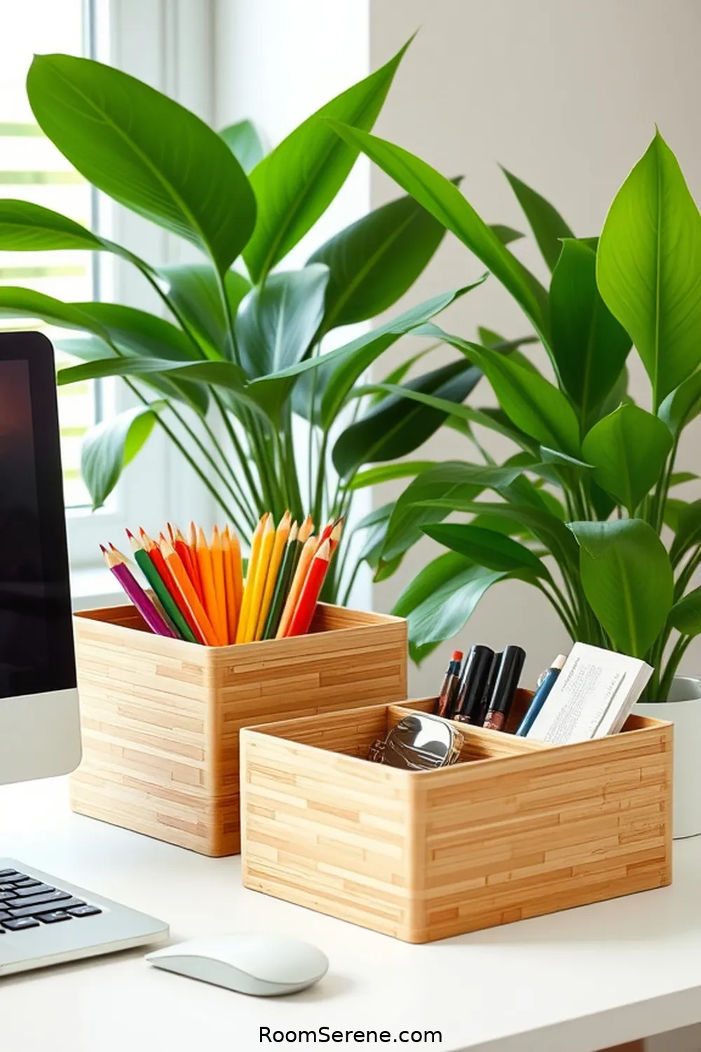 Bamboo Caddies for Desk Essentials for 20 Creative Ways for Using Bamboo in Multi-Use Home Office Spaces
