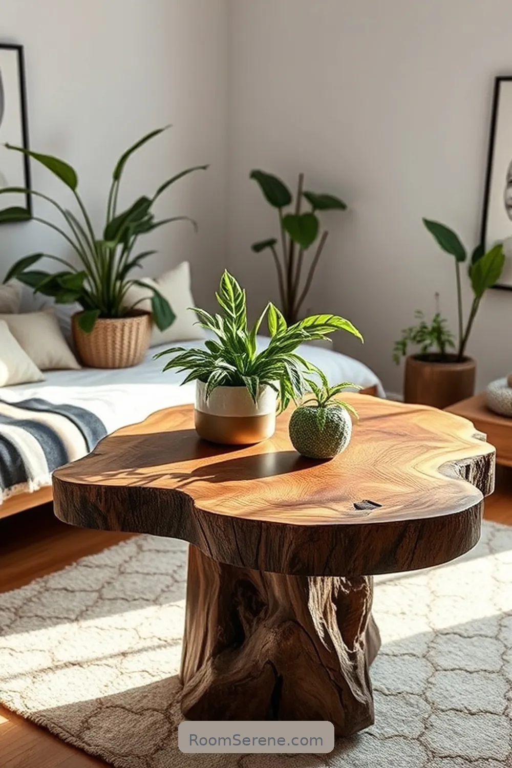 Natural Edge Wood Table for 20 Creative Workspace Designs in Your Bedroom Using Recycled Wood