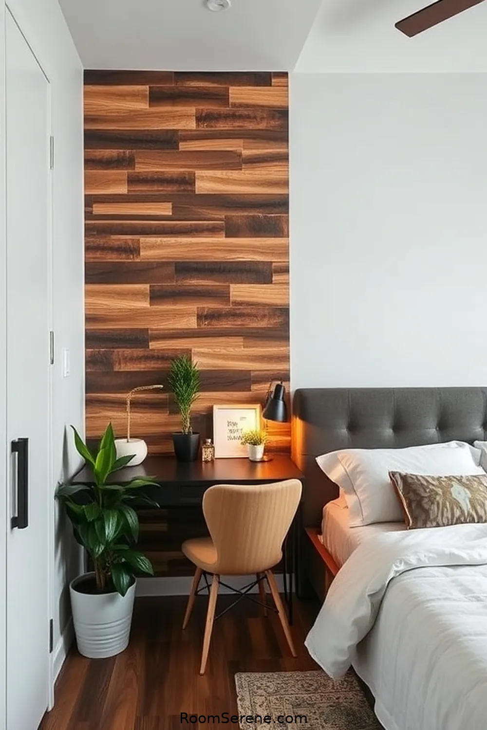 Recycled Wood Accent Wall for 20 Creative Workspace Designs in Your Bedroom Using Recycled Wood