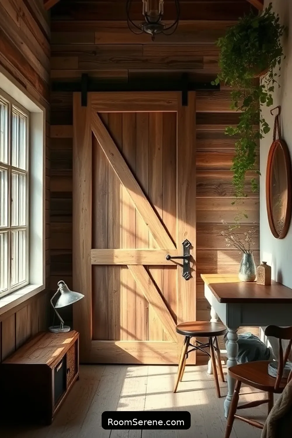 Upcycled Barn Door Workspace for 20 Creative Workspace Designs in Your Bedroom Using Recycled Wood