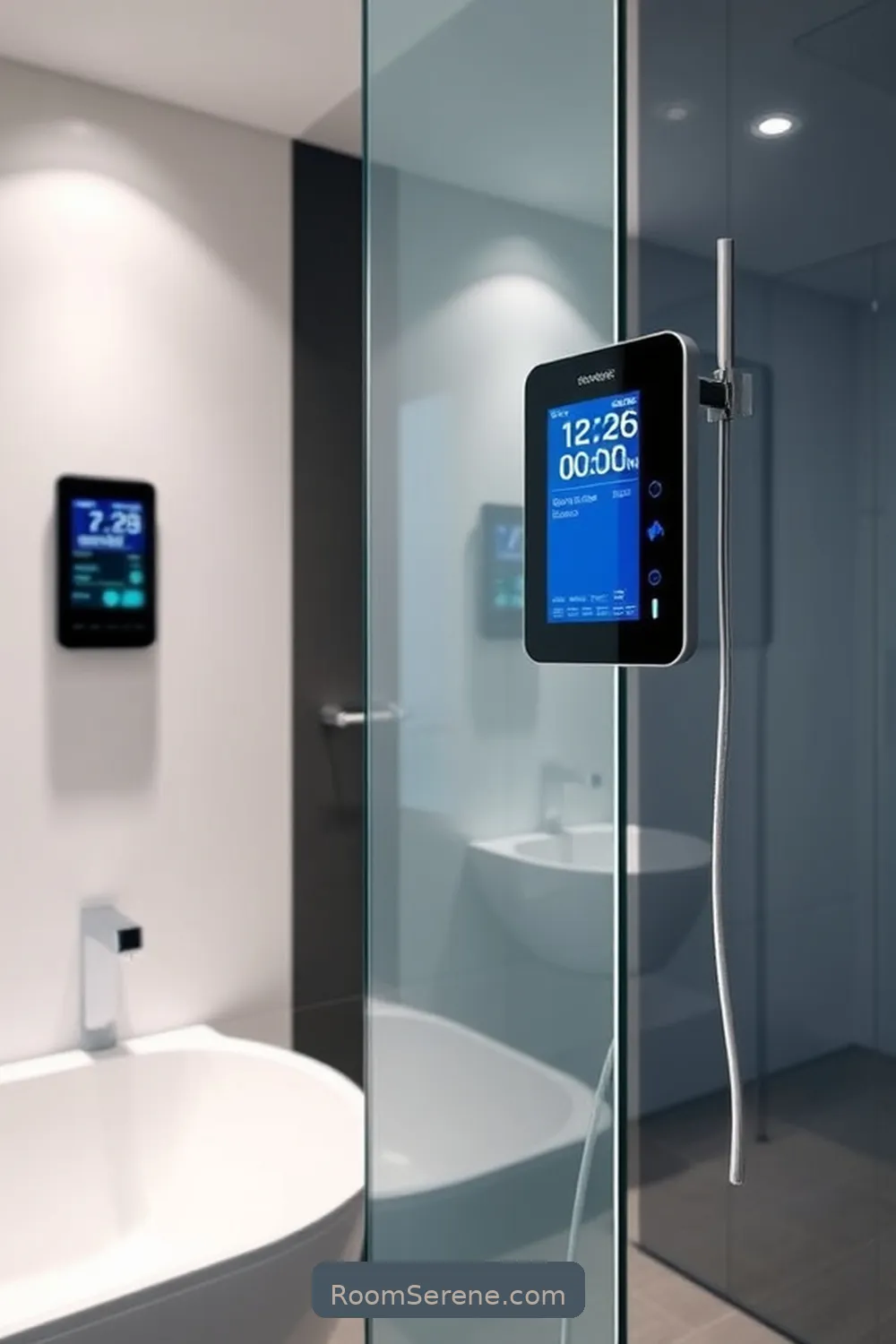 Digital Water Usage Monitors for 20 Innovative Smart Home Features for Your Bathroom Using Glass