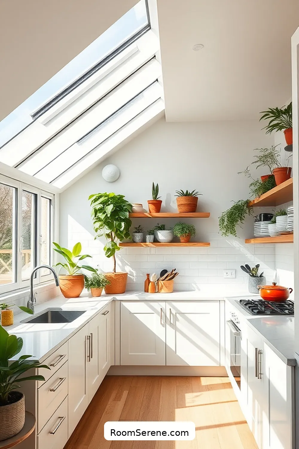 Bright and Airy Kitchen With Solar Skylights for 20 Inspiring Multi-Use Kitchen Spaces Using Solar-Powered Lights