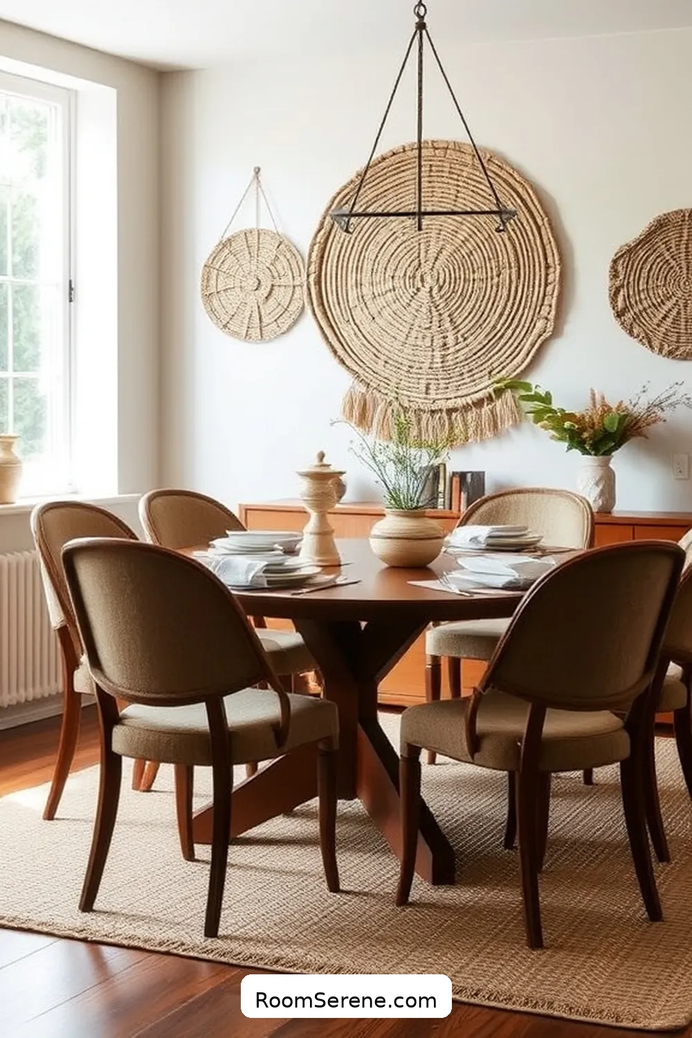 Woven Jute Wall Hangings for 20 Smart Home Features Using Natural Fibers for a Sustainable Dining Room