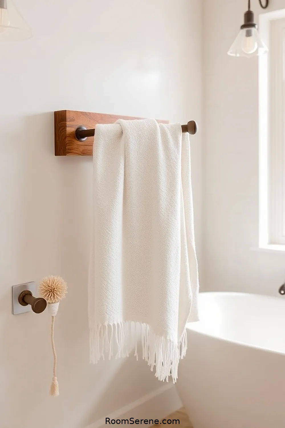 20 Ways to Boost Energy Efficiency in Your Bathroom Using Recycled Wood 4 Create a Rustic Wooden Towel Rack for 20 Ways to Boost Energy Efficiency in Your Bathroom Using Recycled Wood