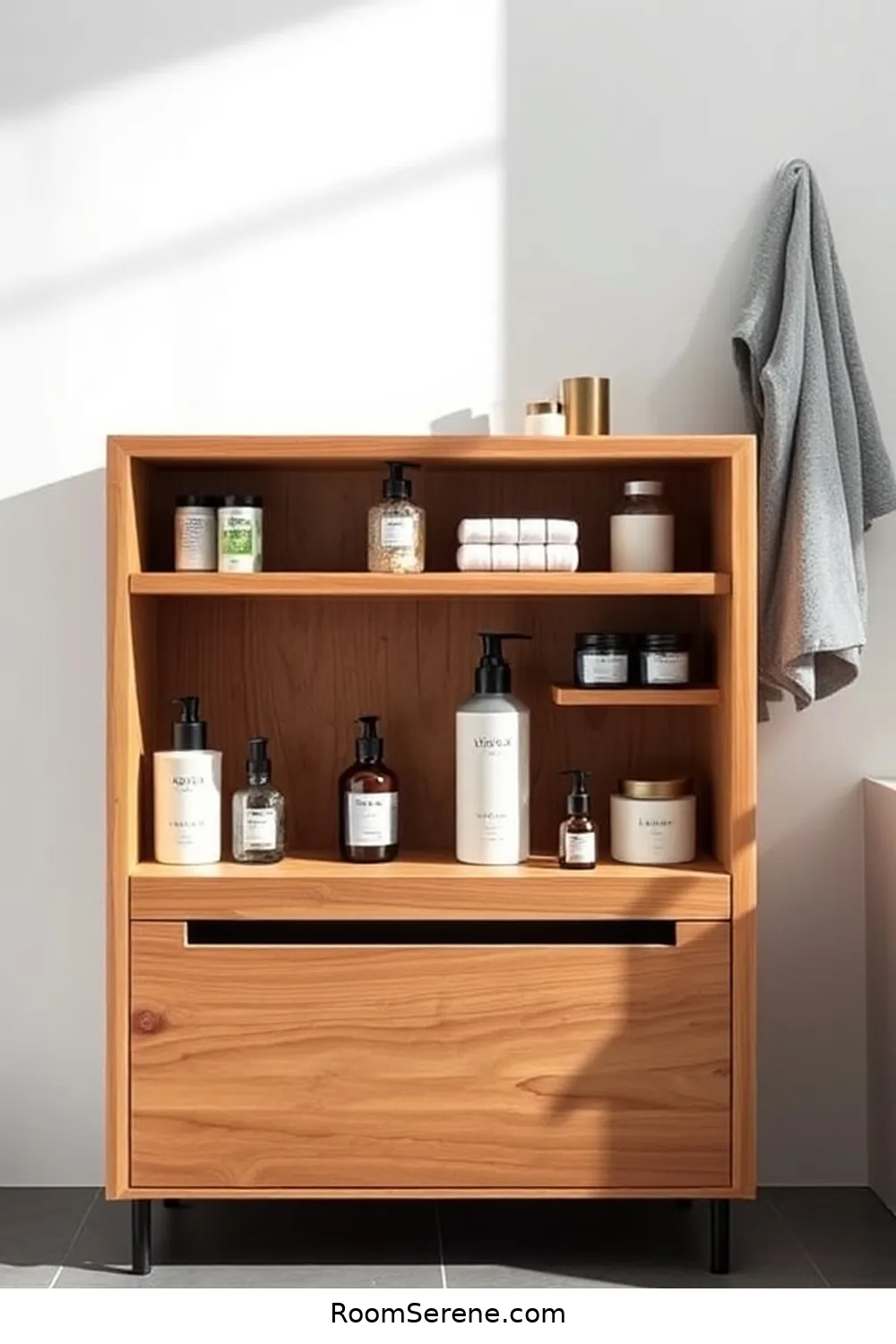20 Ways to Boost Energy Efficiency in Your Bathroom Using Recycled Wood 10 Create a Wooden Storage Unit for 20 Ways to Boost Energy Efficiency in Your Bathroom Using Recycled Wood