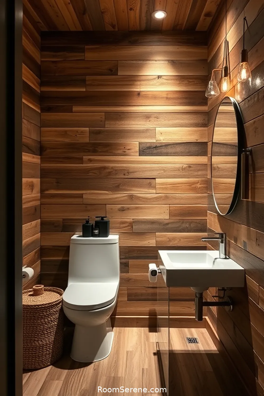 20 Ways to Boost Energy Efficiency in Your Bathroom Using Recycled Wood 9 Use Salvaged Wood for Wall Paneling for 20 Ways to Boost Energy Efficiency in Your Bathroom Using Recycled Wood