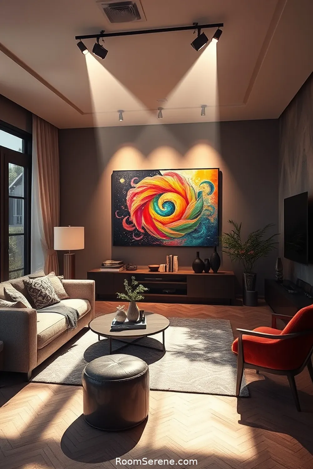 20 Ways to Boost Energy Efficiency in Your Living Room Using Solar-Powered Lights 8 Highlight Artwork With Solar Spotlights for 20 Ways to Boost Energy Efficiency in Your Living Room Using Solar-Powered Lights