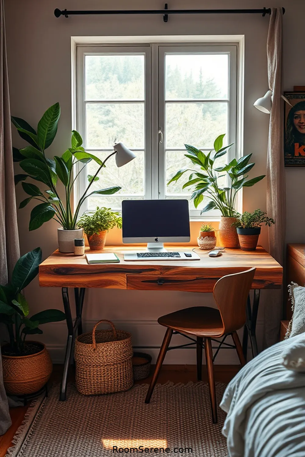 Build a Recycled Wood Desk for a Home Office Nook for 20 Ways to Boost Energy Efficiency in the Bedroom Using Recycled Wood