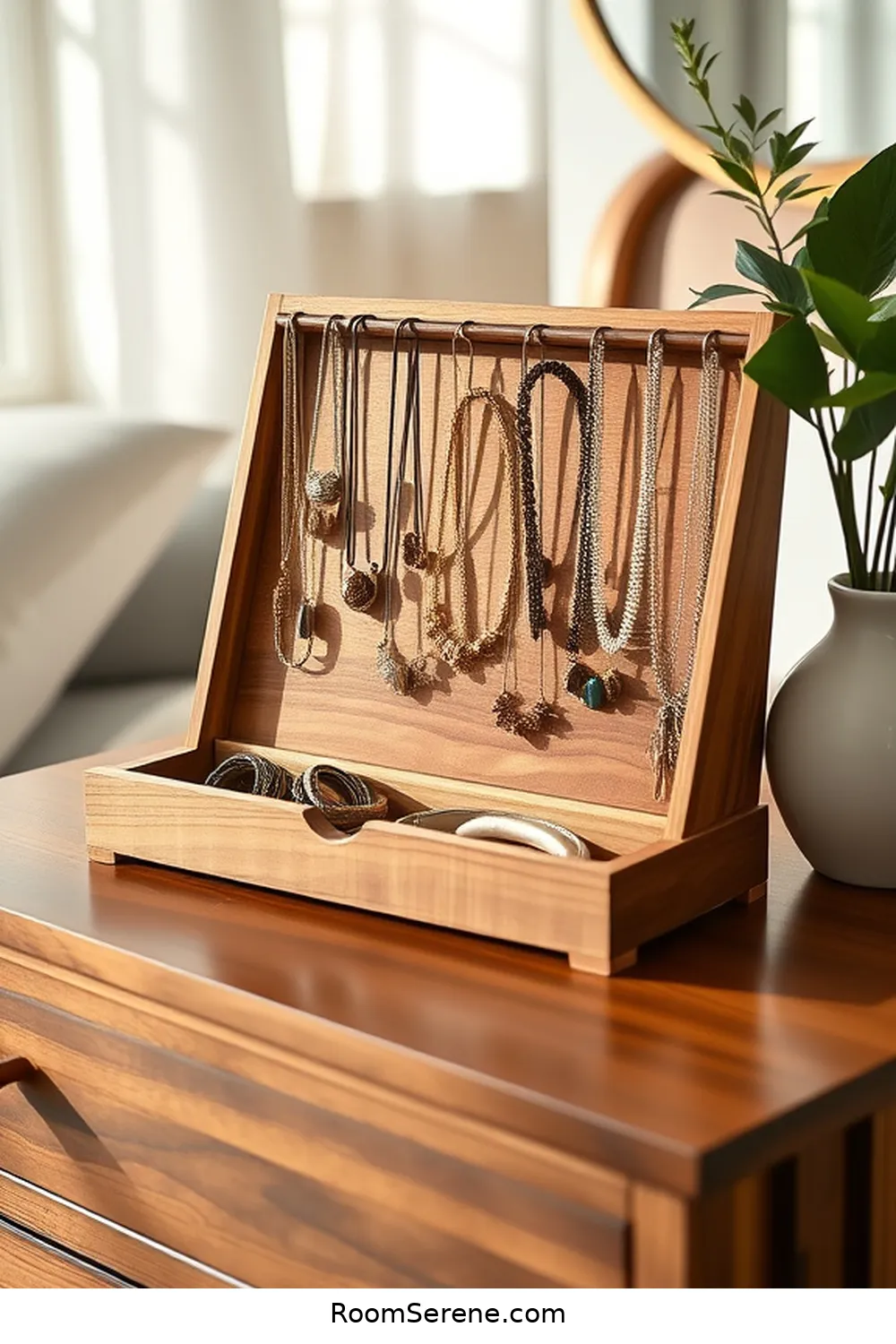 Create a Recycled Wood Jewelry Organizer for 20 Ways to Boost Energy Efficiency in the Bedroom Using Recycled Wood