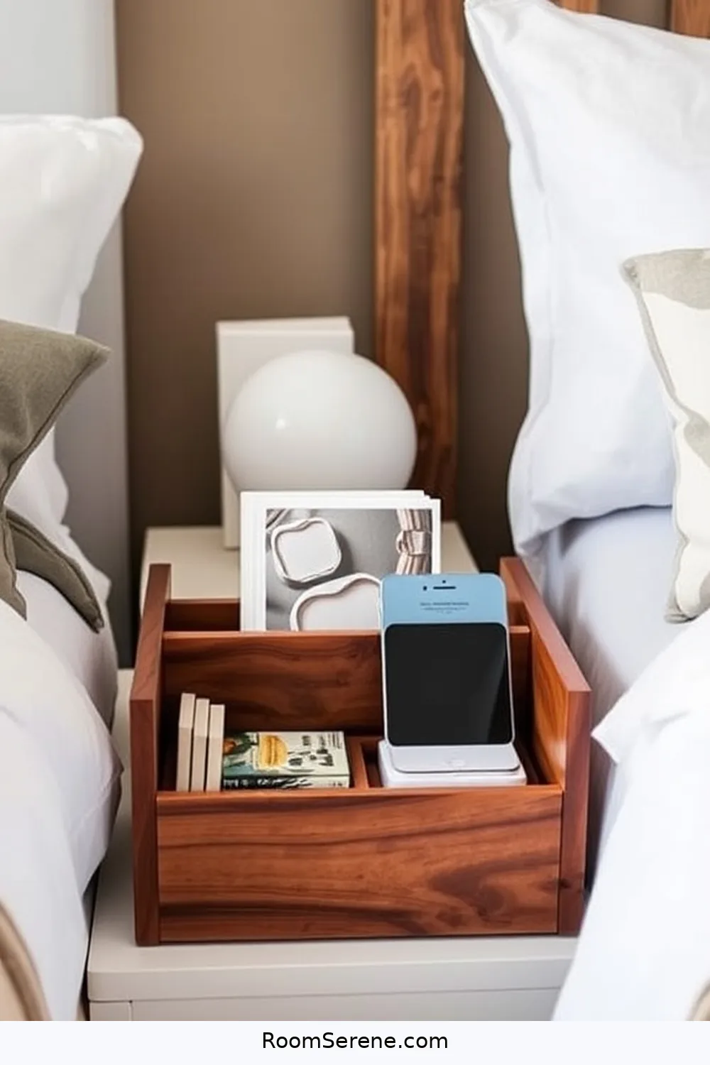 Use Recycled Wood for a Functional Bedside Caddy for 20 Ways to Boost Energy Efficiency in the Bedroom Using Recycled Wood