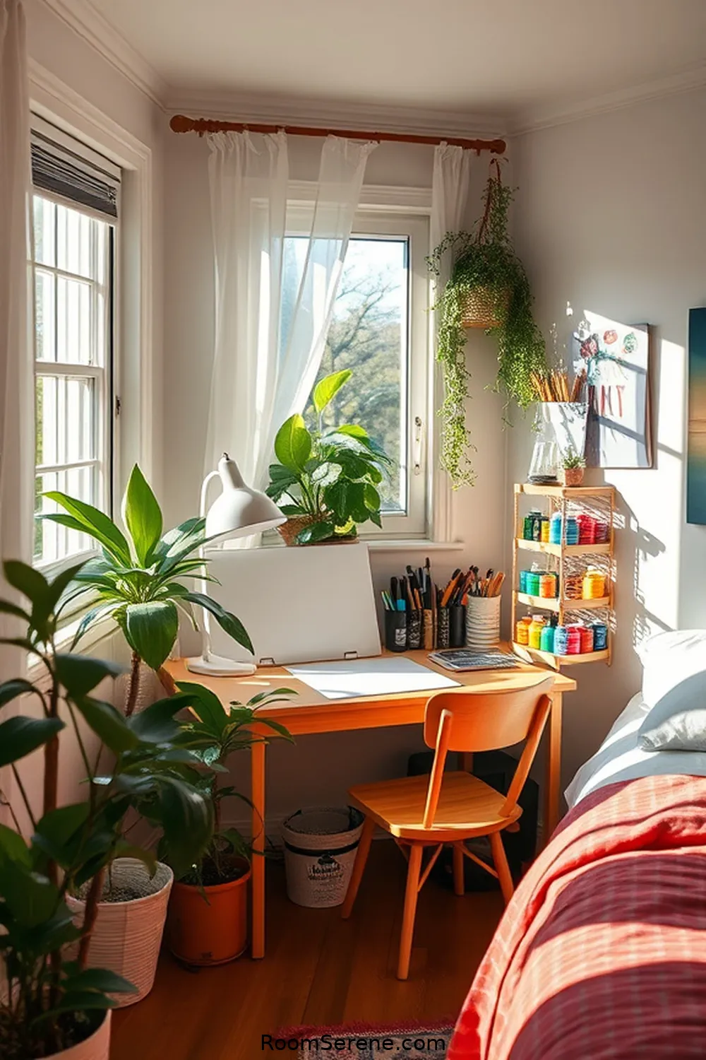 Setting Up an Art and Craft Station for 21 Creative Multi-Use Spaces in the Bedroom Using Solar-Powered Lights