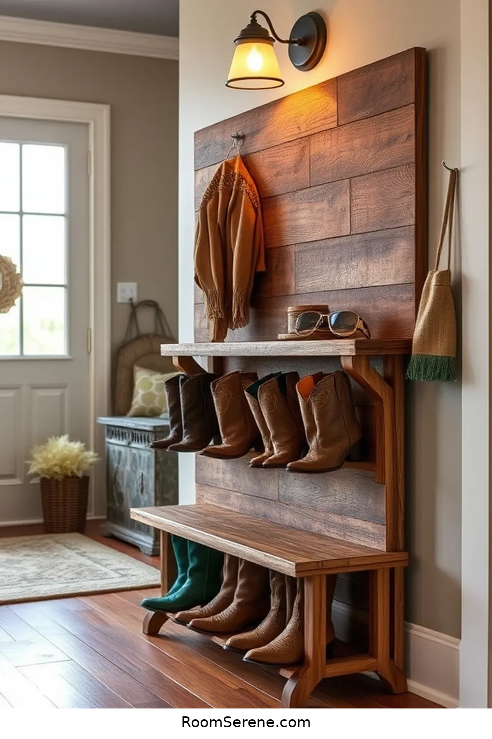 21 Creative Organization Ideas for Your Entryway Using Recycled Wood 16 Reclaimed Wood Boot Rack for 21 Creative Organization Ideas for Your Entryway Using Recycled Wood