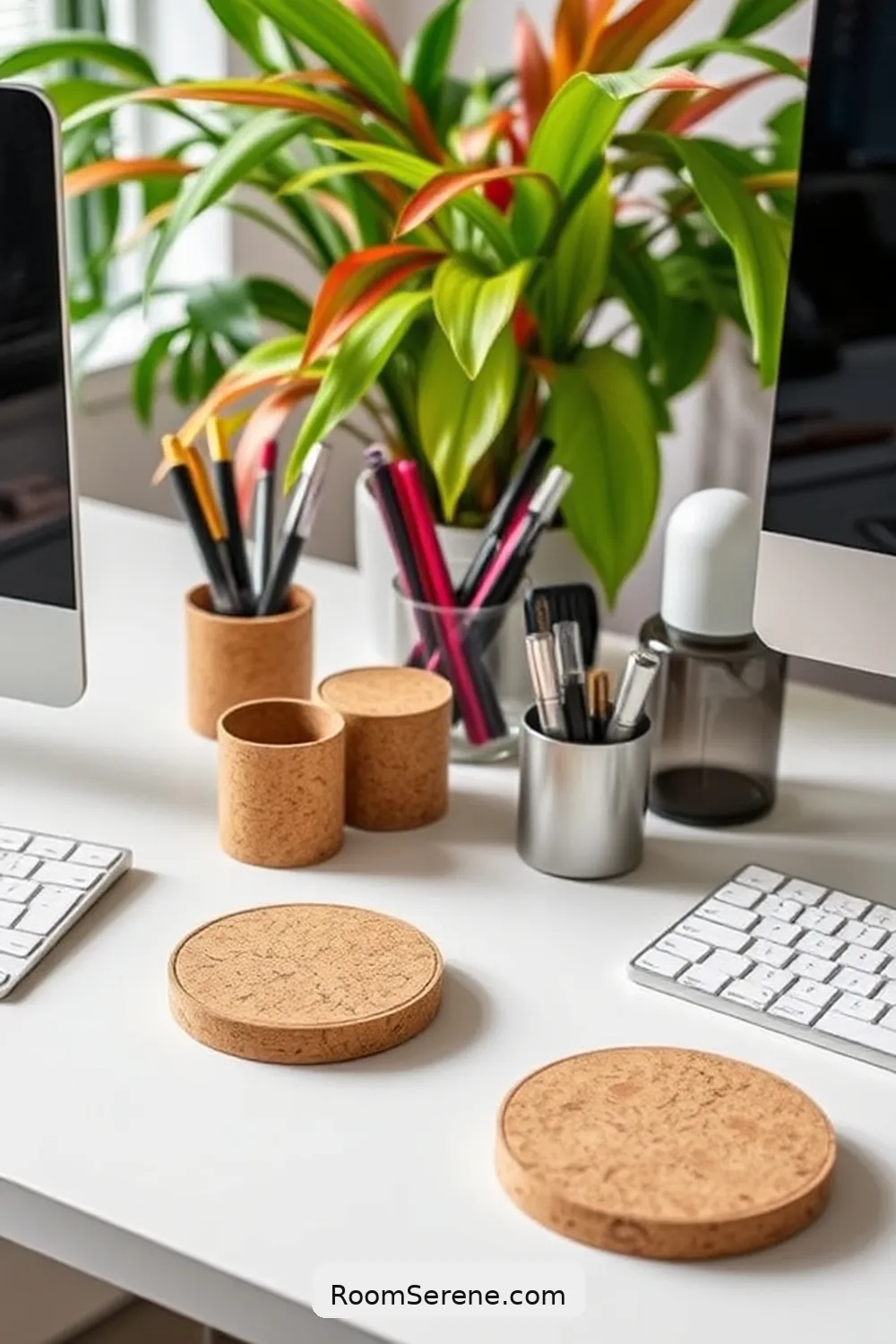 Custom Cork Desk Accessories for 21 Creative Ways Using Cork in Multi-Use Home Office Spaces