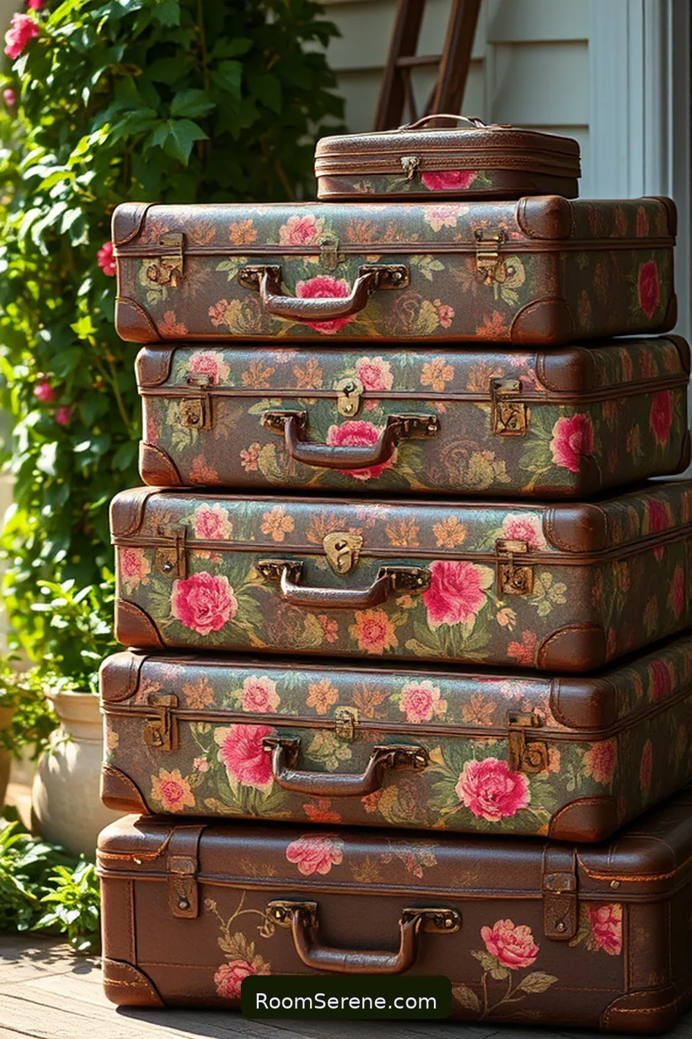 21 Creative Ways for Entryway Organization Using Reclaimed Materials 18 Vintage Suitcase Stack for Decorative Storage for 21 Creative Ways for Entryway Organization Using Reclaimed Materials