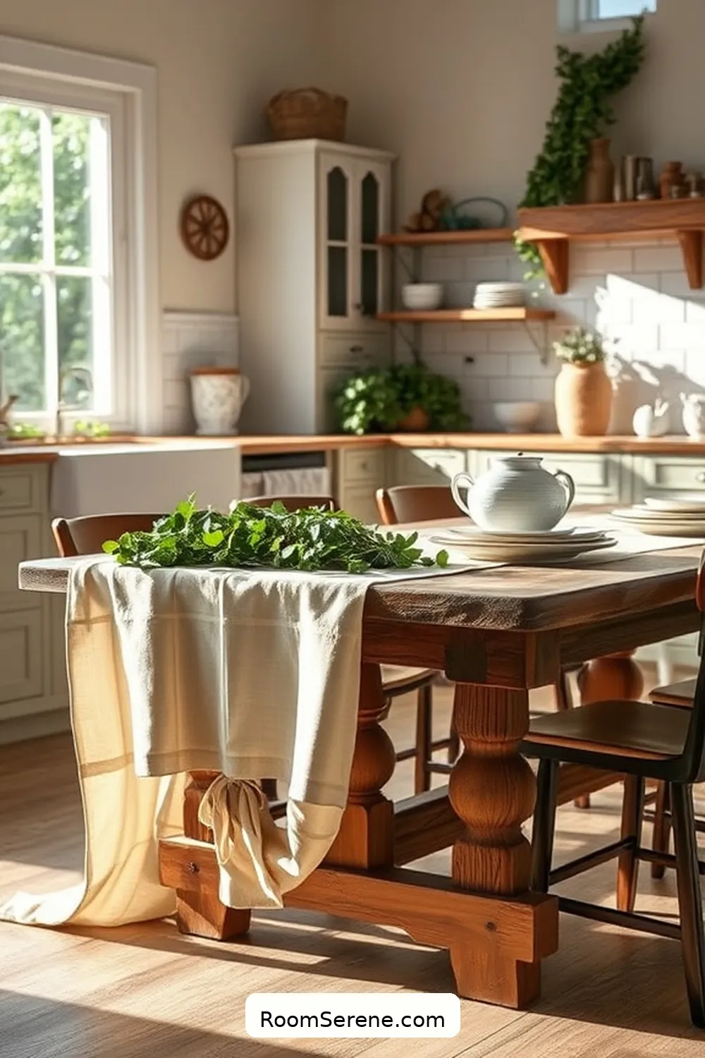 Implement a Linen Tablecloth for Elegance for 21 Inspiring Ways to Design Your Kitchen Workspace Using Natural Fibers