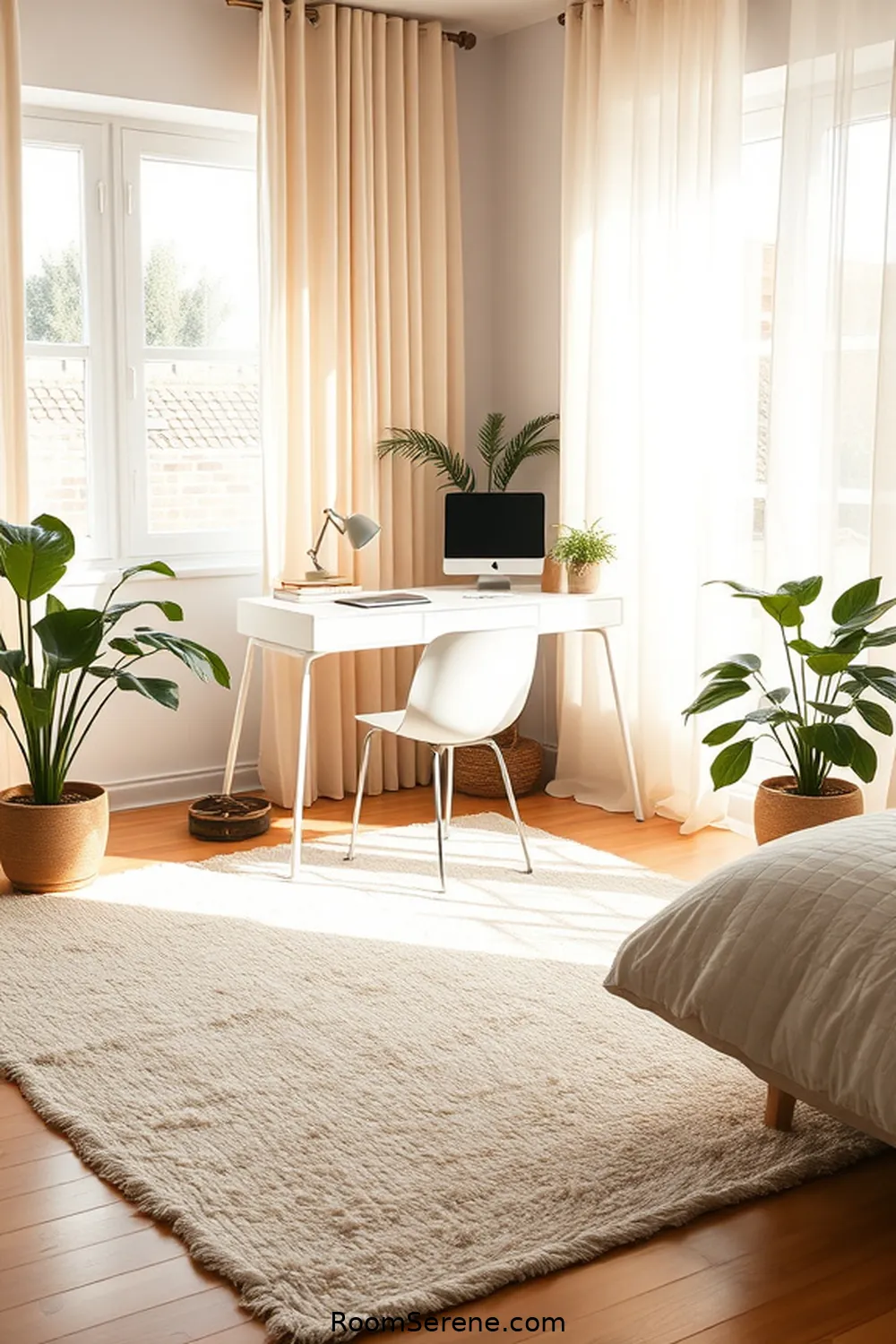21 Inspiring Workspace Design Ideas for Your Bedroom Using Organic Cotton 3 Incorporate a Soft Organic Cotton Rug for 21 Inspiring Workspace Design Ideas for Your Bedroom Using Organic Cotton