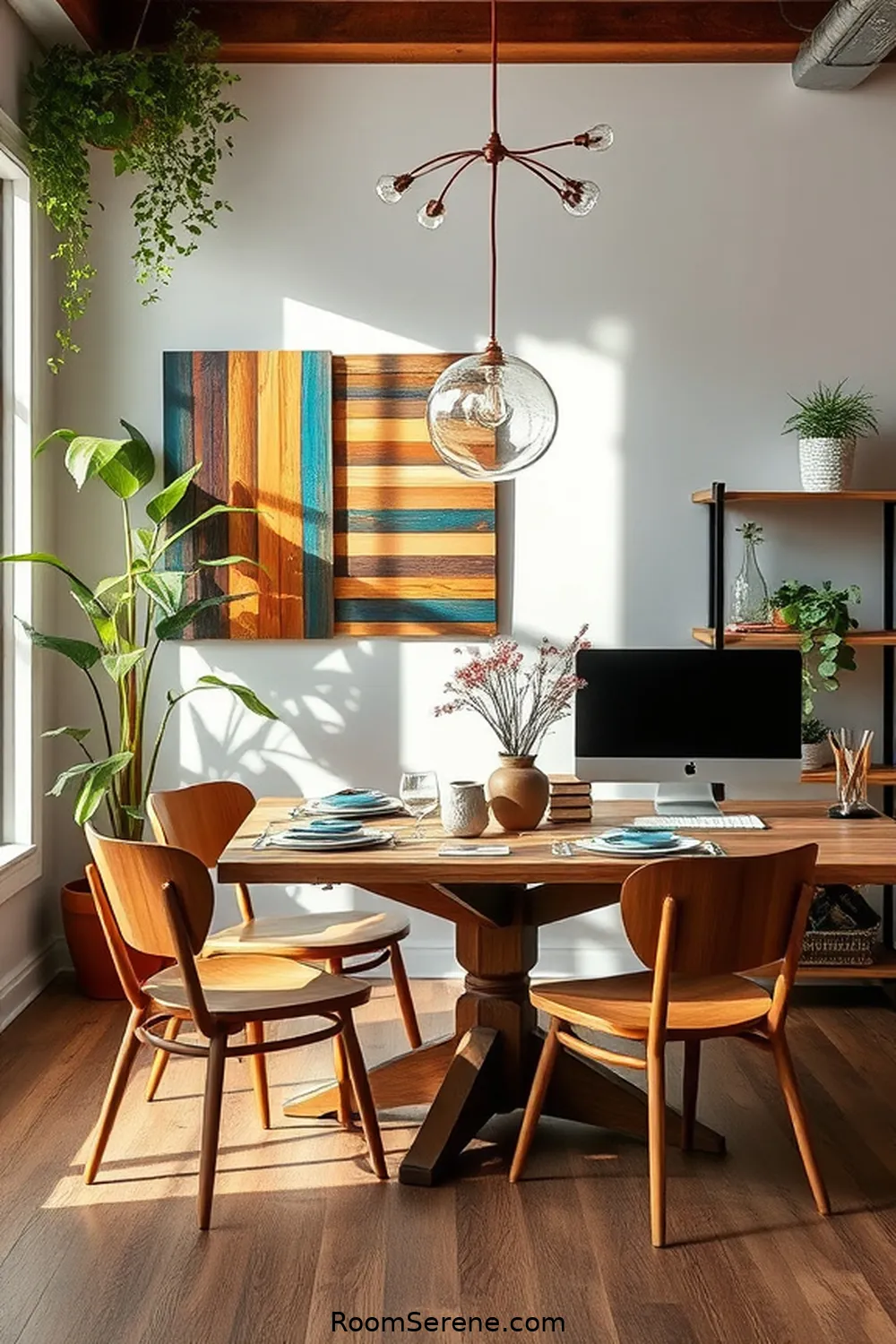 21 Inspiring Workspace Design Ideas for Your Dining Room Using Reclaimed Materials 7 Creative Wall Art From Reclaimed Materials for 21 Inspiring Workspace Design Ideas for Your Dining Room Using Reclaimed Materials