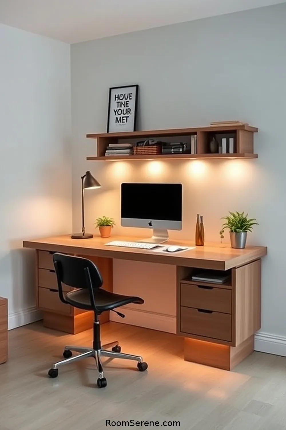 Create a DIY Floating Desk With Built-In Storage for 21 Smart Storage Solutions for Your Home Office Using Solar-Powered Lights