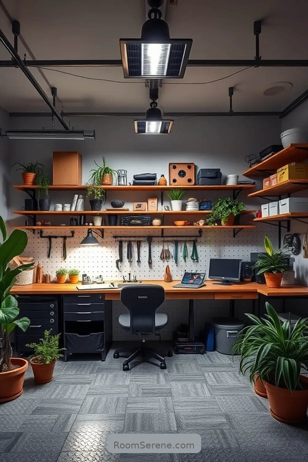 Garage Workshop Office for 22 Creative Multi-Use Spaces for Your Home Office Using Solar-Powered Lights