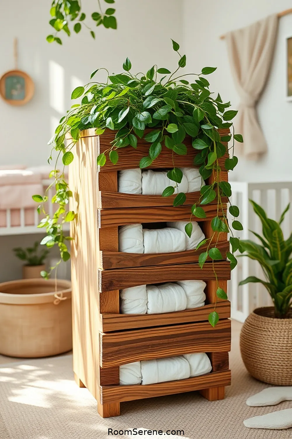 22 Creative Ways to Design a Nursery Workspace Using Recycled Wood 14 Build a Nature-inspired Diaper Stacker for 22 Creative Ways to Design a Nursery Workspace Using Recycled Wood