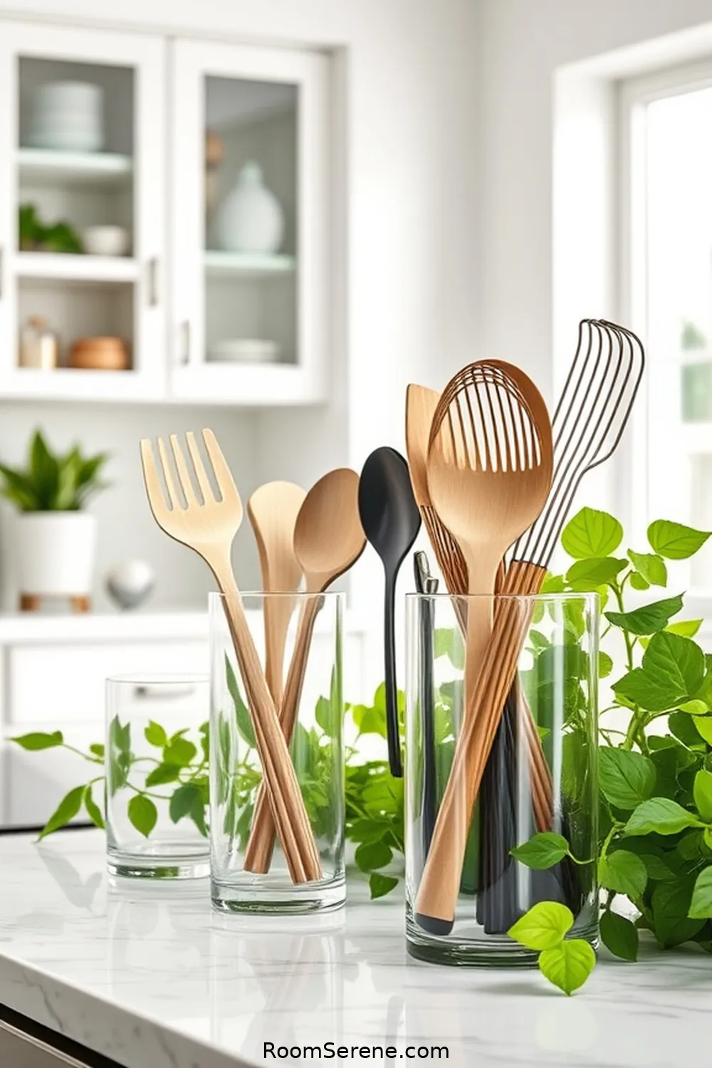 22 Innovative Ways to Use Glass in Kitchen Workspace Design 21 Glass Utensil Holders for 22 Innovative Ways to Use Glass in Kitchen Workspace Design