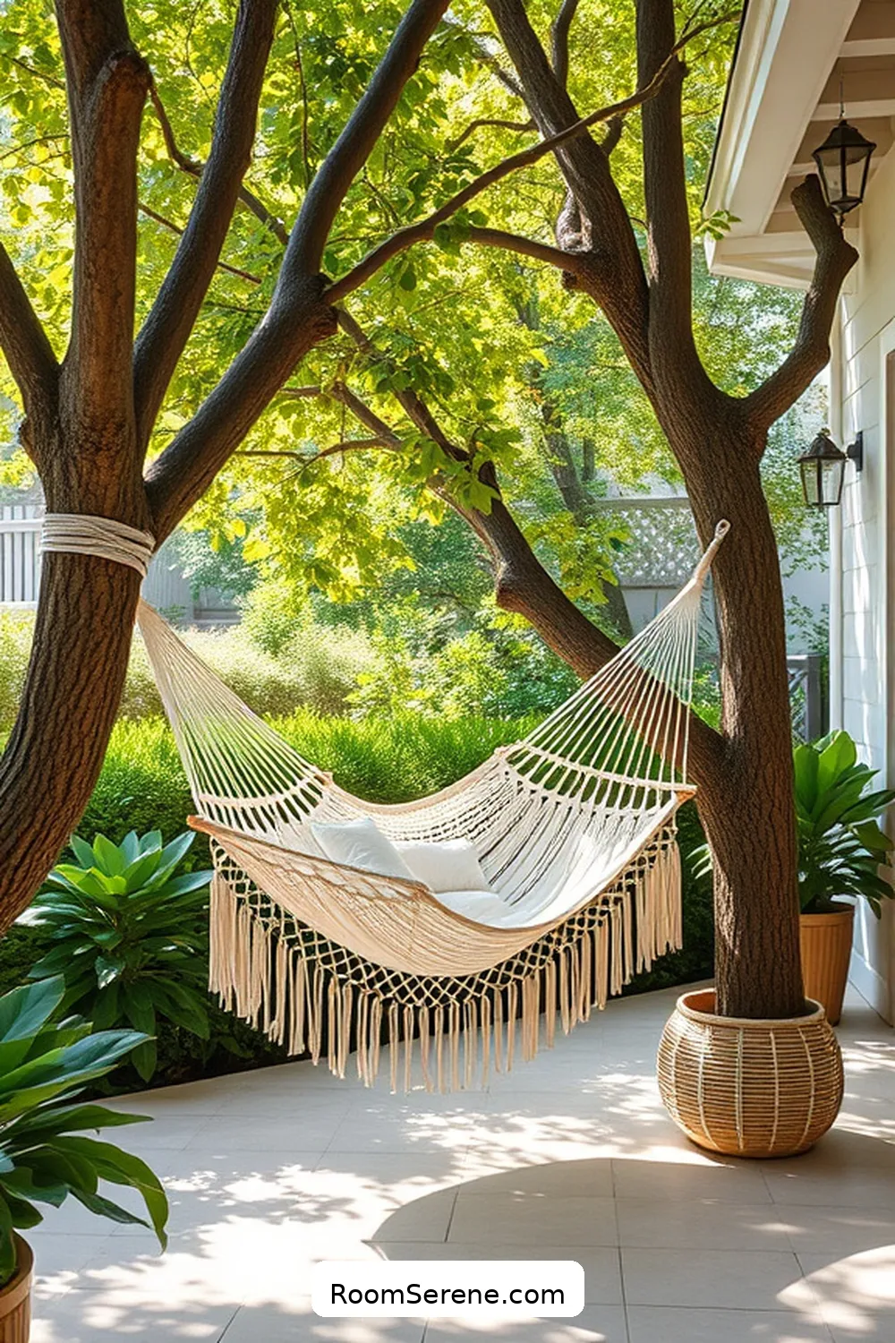 Cotton Hammock for Relaxation for 22 Inspiring Workspace Designs for Outdoor Patios Using Natural Fibers