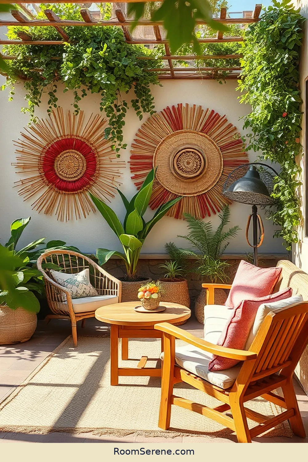Natural Fiber Wall Art for 22 Inspiring Workspace Designs for Outdoor Patios Using Natural Fibers