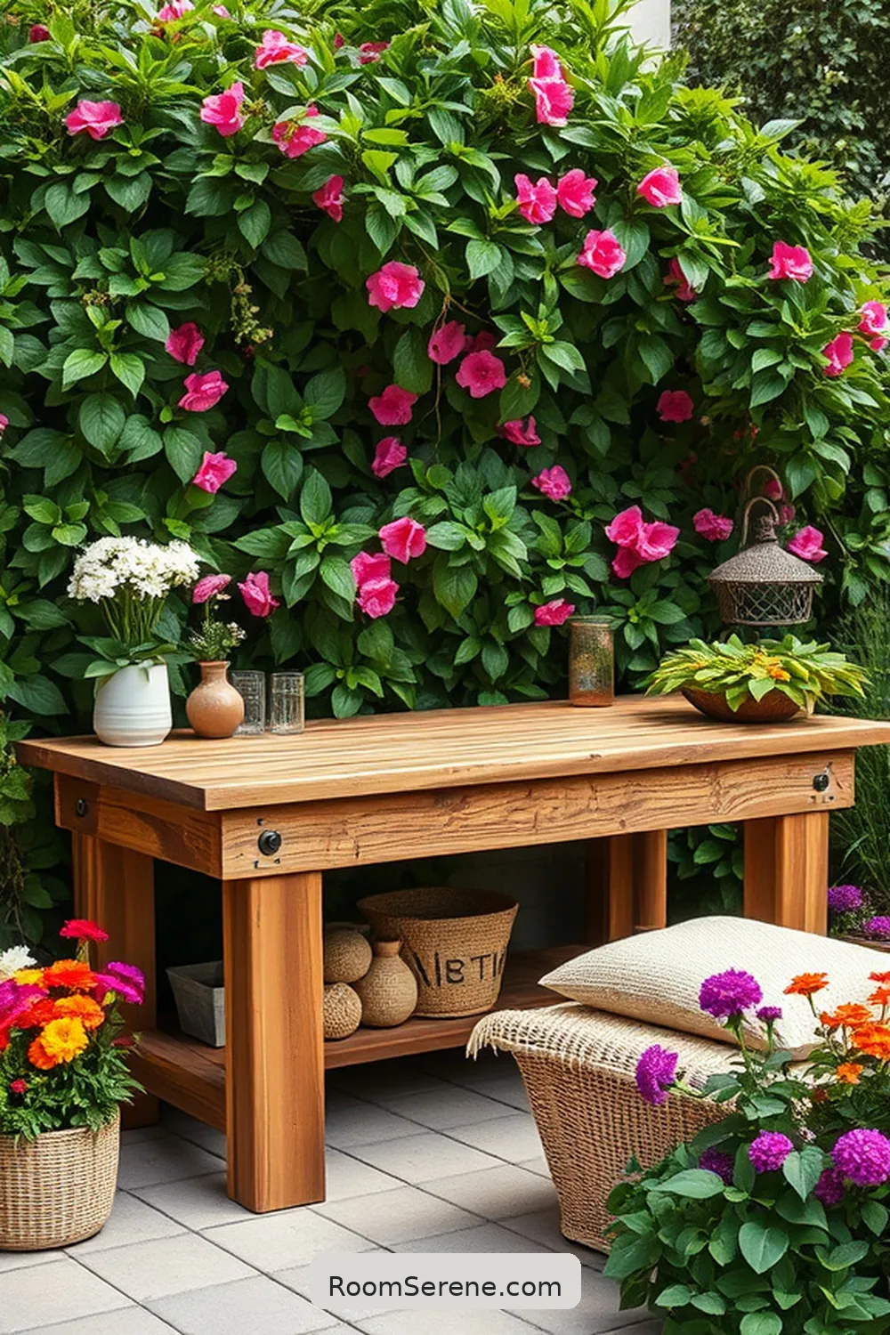 Outdoor Workbench With Reclaimed Wood for 22 Inspiring Workspace Designs for Outdoor Patios Using Natural Fibers