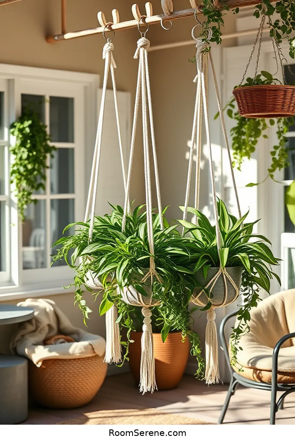 22 Ways to Create Comfort and Coziness Using Organic Cotton on Your Outdoor Patio 23 Organic Cotton Plant Hangers for Greenery Display for 22 Ways to Create Comfort and Coziness Using Organic Cotton on Your Outdoor Patio