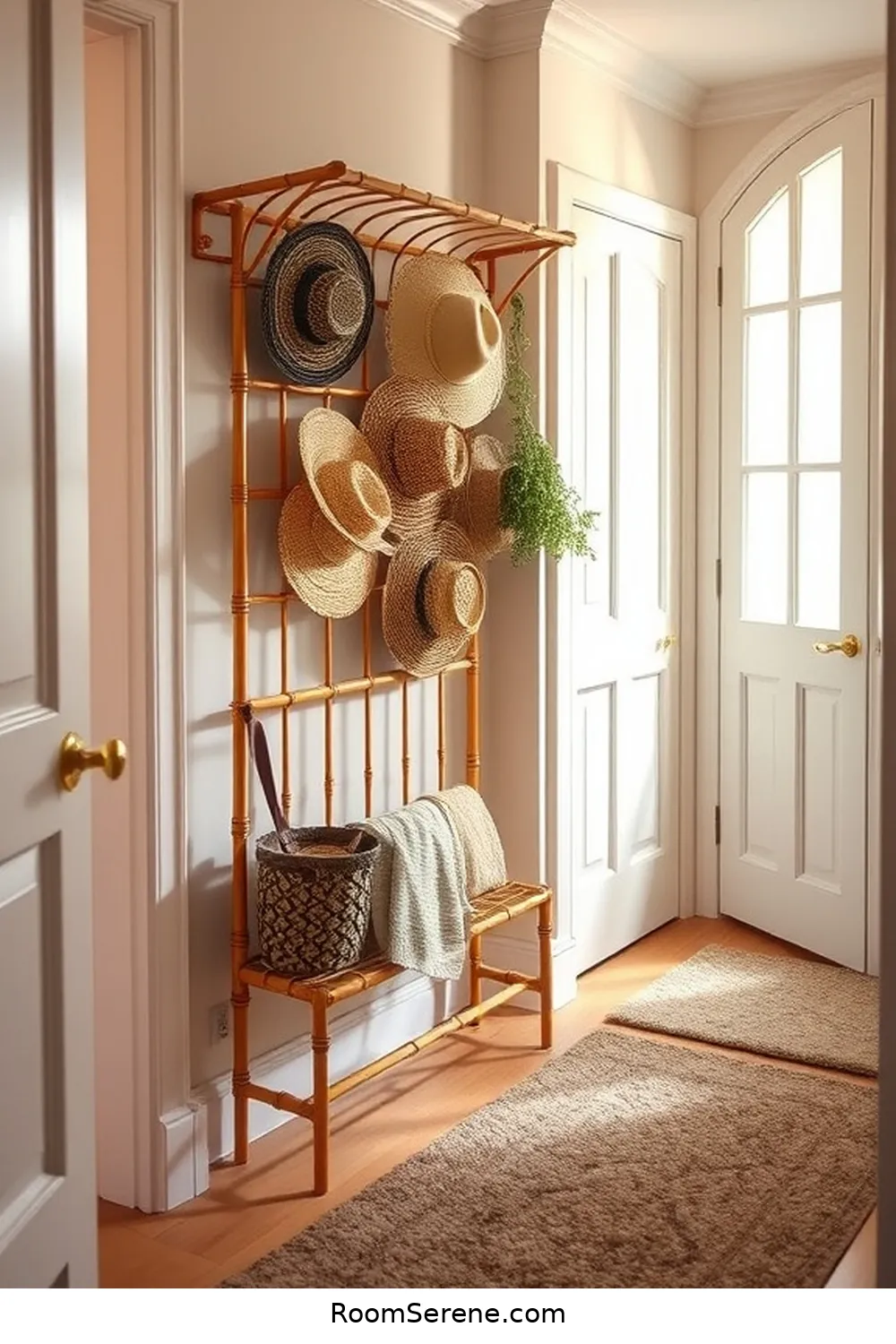 22 Ways to Create Comfort and Coziness in Your Hallway Using Natural Fibers 11 Install a Bamboo Hat Rack for 22 Ways to Create Comfort and Coziness in Your Hallway Using Natural Fibers